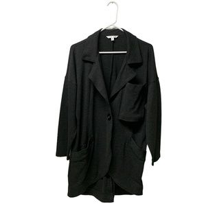 CAbi charcoal grey knit blazer size medium pockets stretch coat jacket comfy